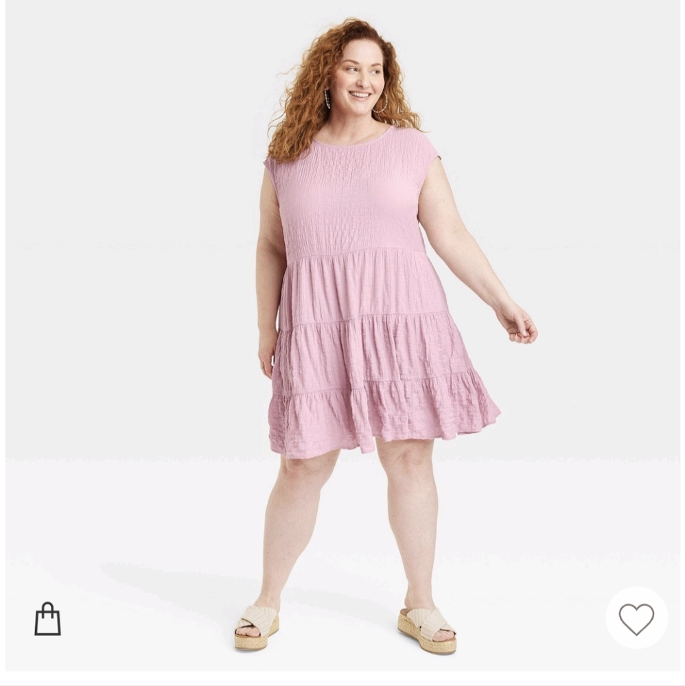 Knox rose, women's, size large pink A-line short sleeve dress